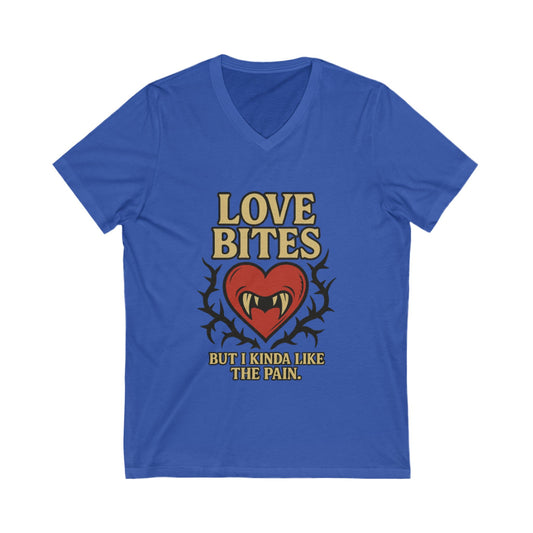 Love Bites V-Neck Tee - Edgy Graphic Shirt for Unique Style